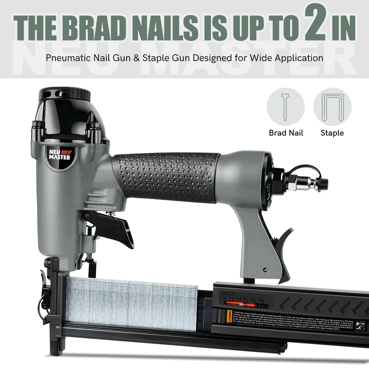 NEU MASTER 18GA nails pack supports fast, precise brad nailing on furniture projects.