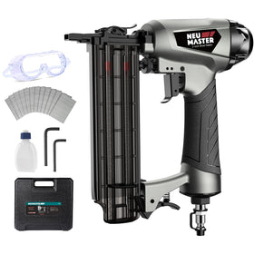 NEU MASTER brad nailer with carrying case for organized woodworking projects