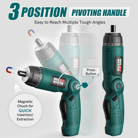 NEU MASTER cordless screwdriver magnetic-bit-holder keeps bits secure during tasks.