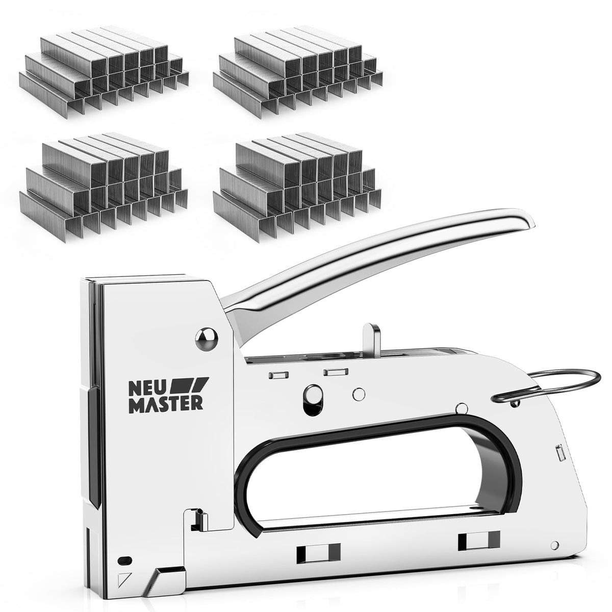 NEU MASTER staple gun with an all-steel body, built for durable upholstery tasks.