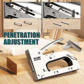 Depth adjustment on NEU MASTER enables precise staple depth for materials.