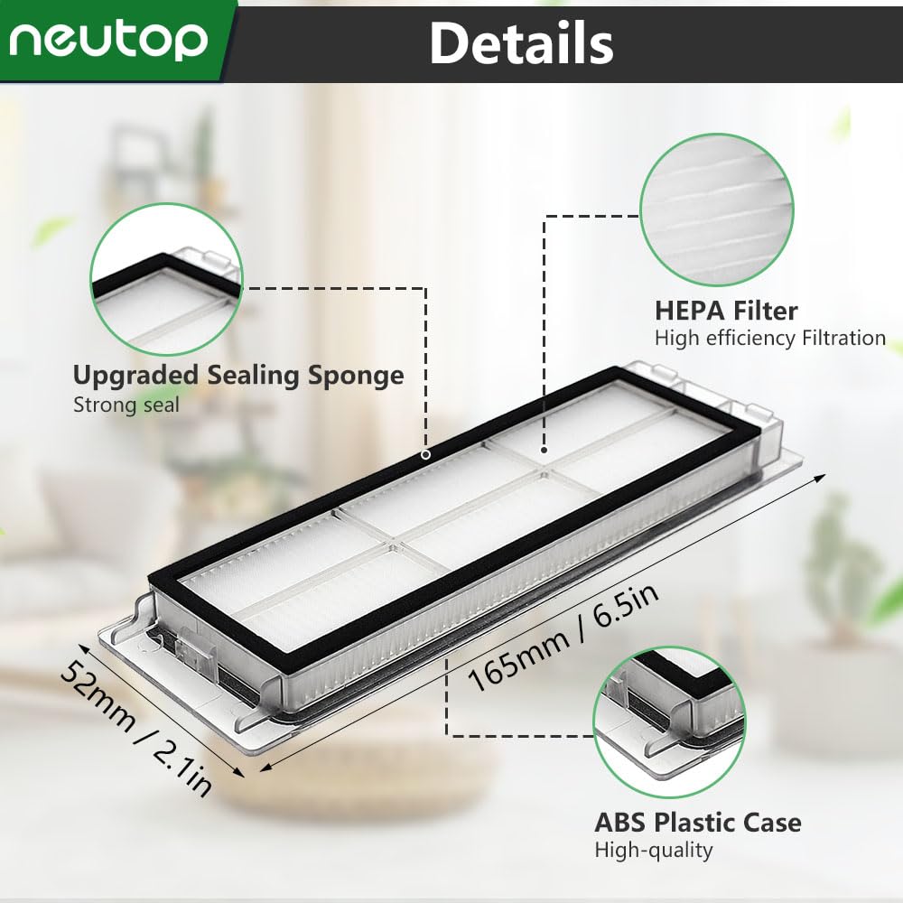 neutop 8-pack filter for Roborock S5 dust capture improving air cleanliness