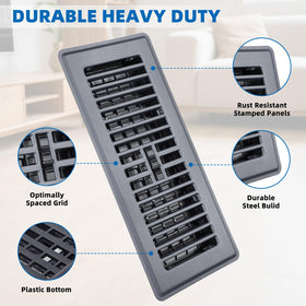 NEVESYKCUL opposed blade damper on a 4x10 floor register enables adjustable airflow
