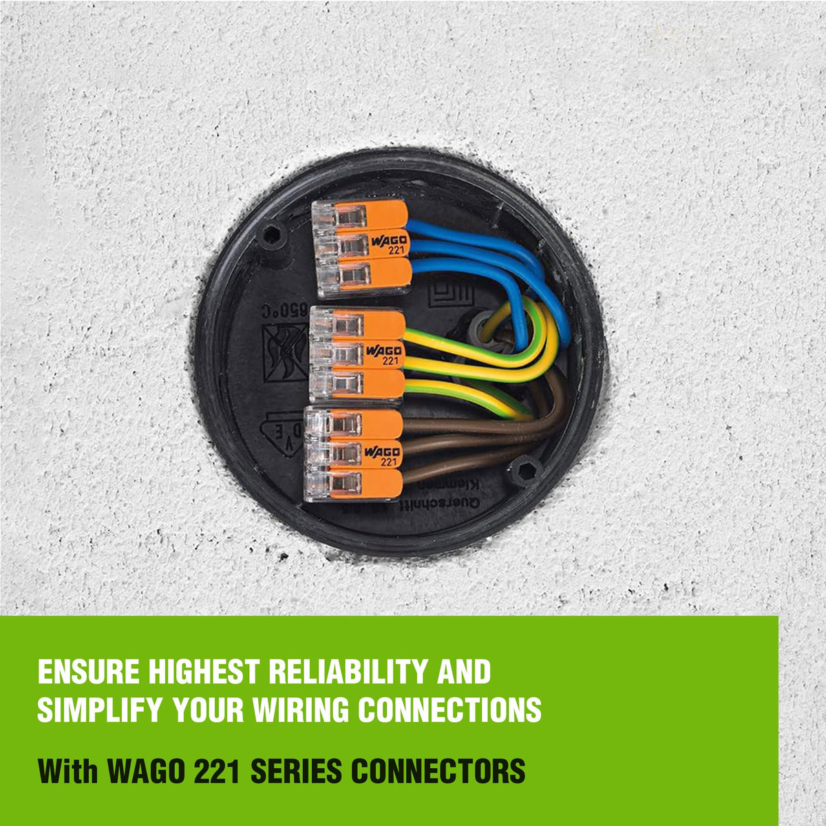 New Age America WAGO 221-2401 2-port inline splice in a compact setup