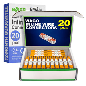 New Age America WAGO 221-2401 interior view shows lever action for quick wiring