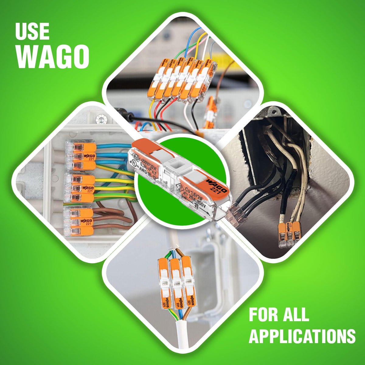 New Age America WAGO 221-2401 inline splice assembly in use
