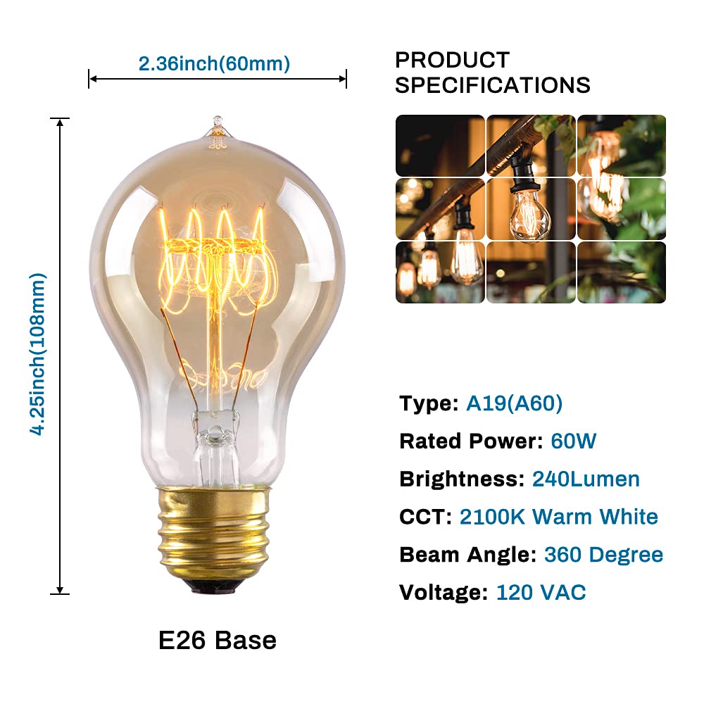 New Lights Edison bulb filament closeup showcases handcrafted glow.