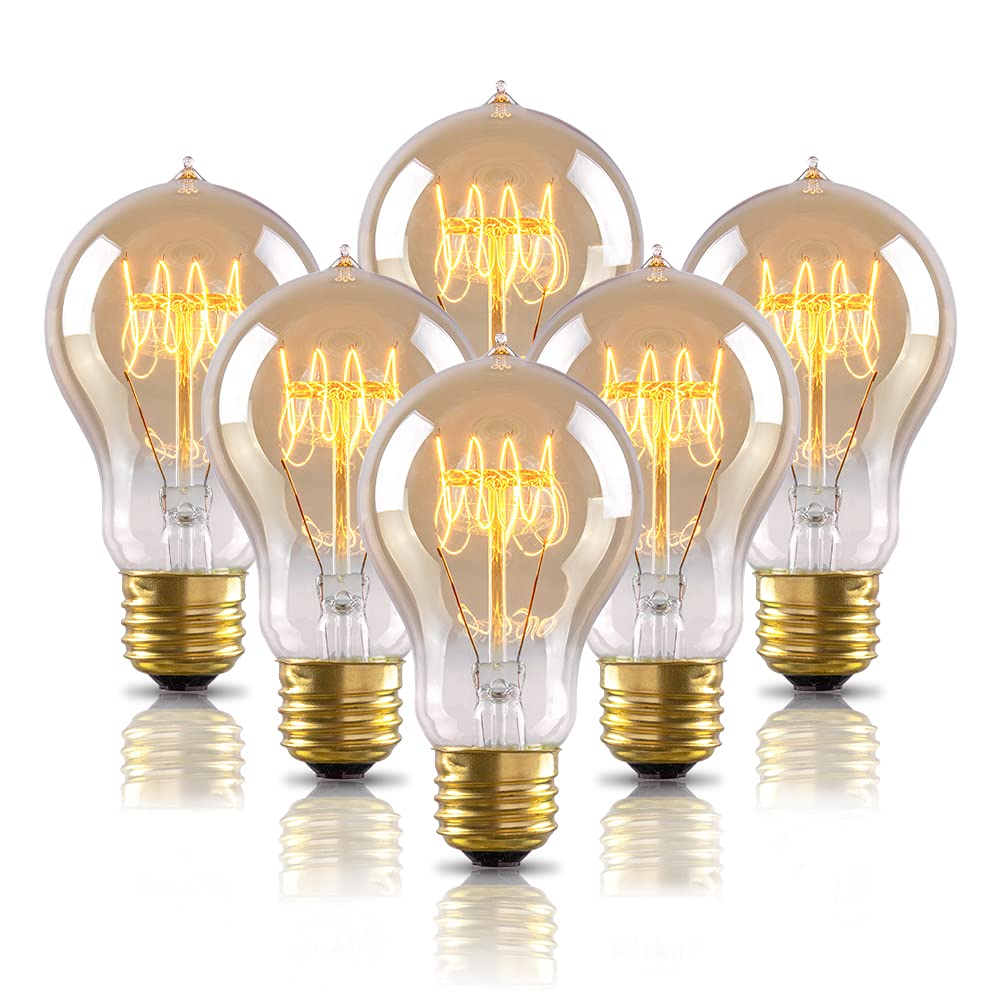 New Lights warm Edison bulbs with amber glass add vintage charm to any fixture.