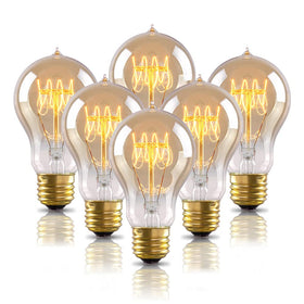 New Lights warm Edison bulbs with amber glass add vintage charm to any fixture.