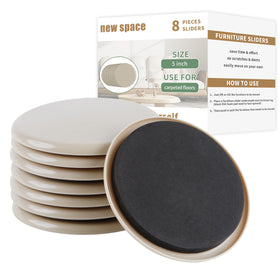 new space 5 inch round slider under leg eases furniture movement on carpet
