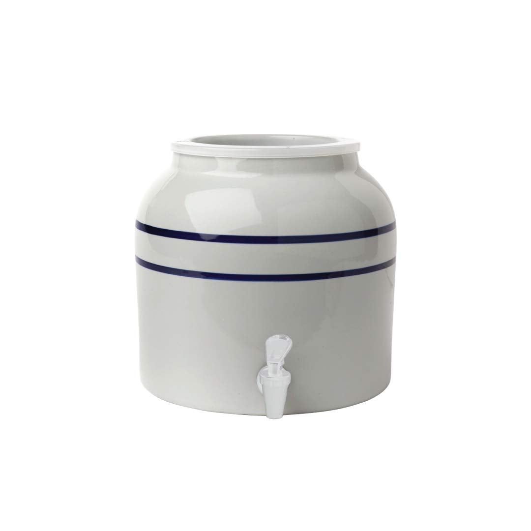 New Wave Enviro porcelain water dispenser pour shows easy, controlled flow for family hydration.