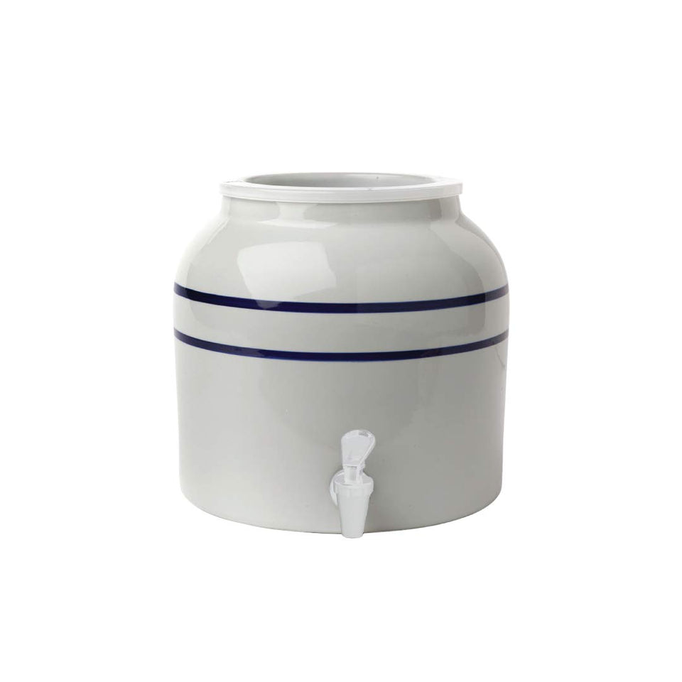 New Wave Enviro porcelain water dispenser pour shows easy, controlled flow for family hydration.
