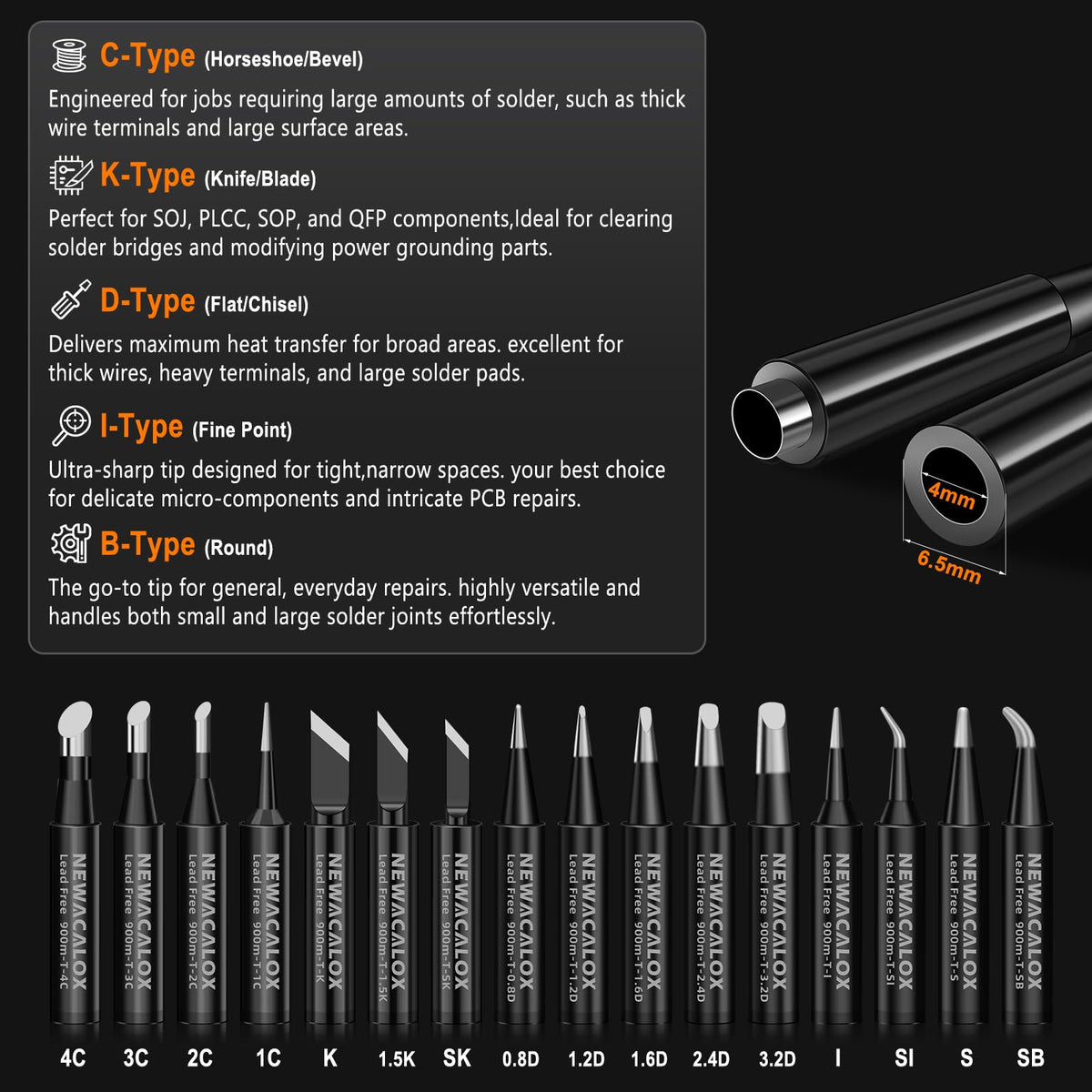 NEWACALOX precision needle tip for delicate components.