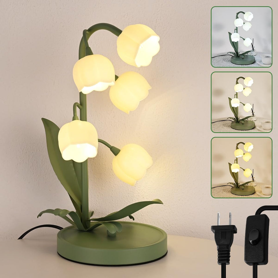 NewAoNaSen Flower Table Lamp base view with a stable weighted base for bedside use.