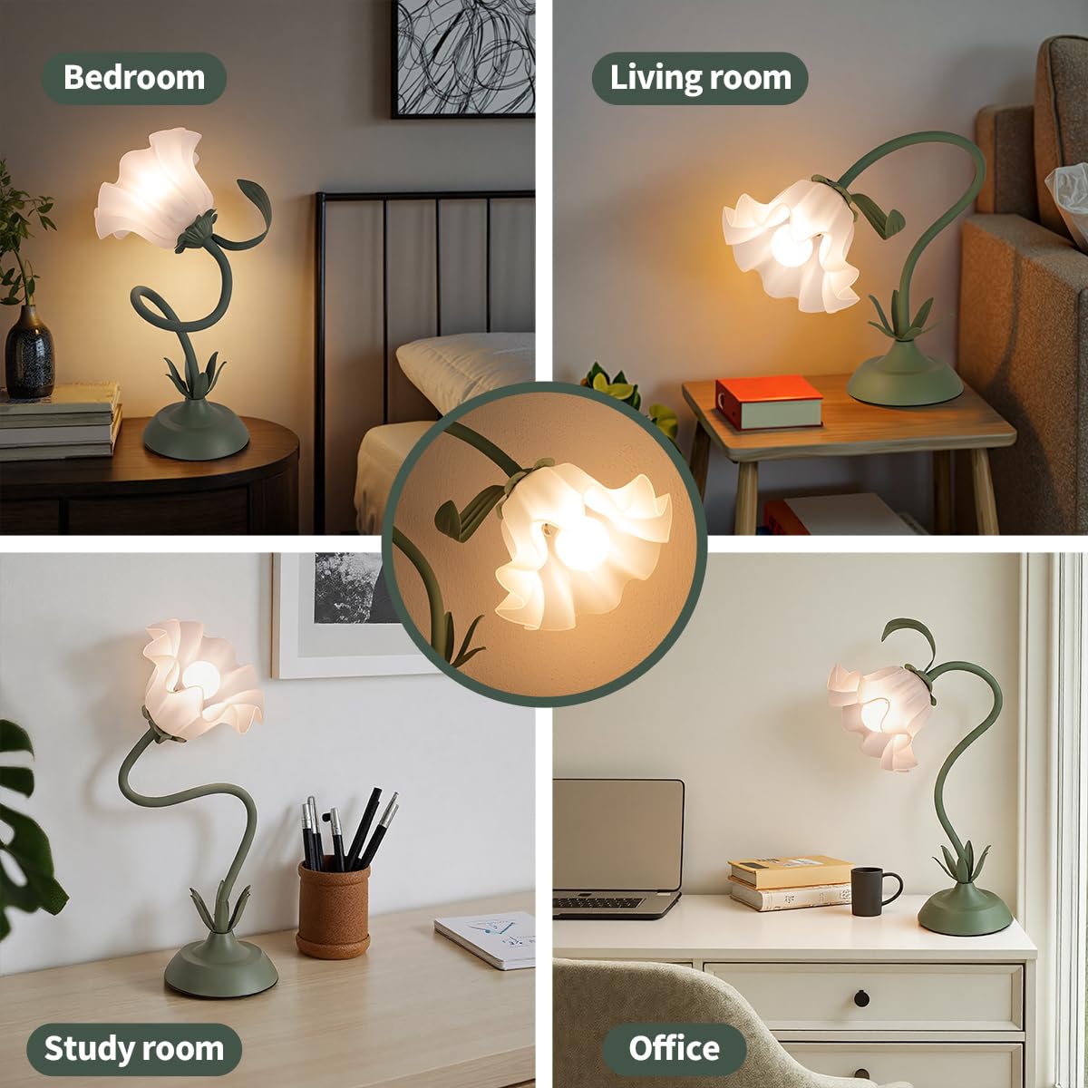 NewAoNaSen Flower Table Lamp color temperature modes cover warm to cool tasks.
