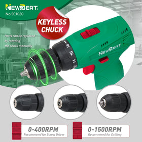 NEWBEAT dual-speed control for versatile drilling and driving tasks.