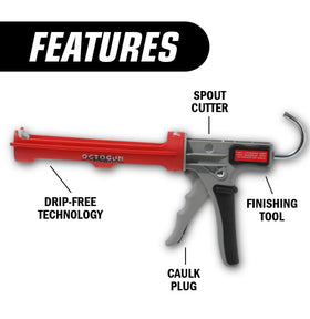 Revolving barrel enables precise application around corners and awkward angles.
