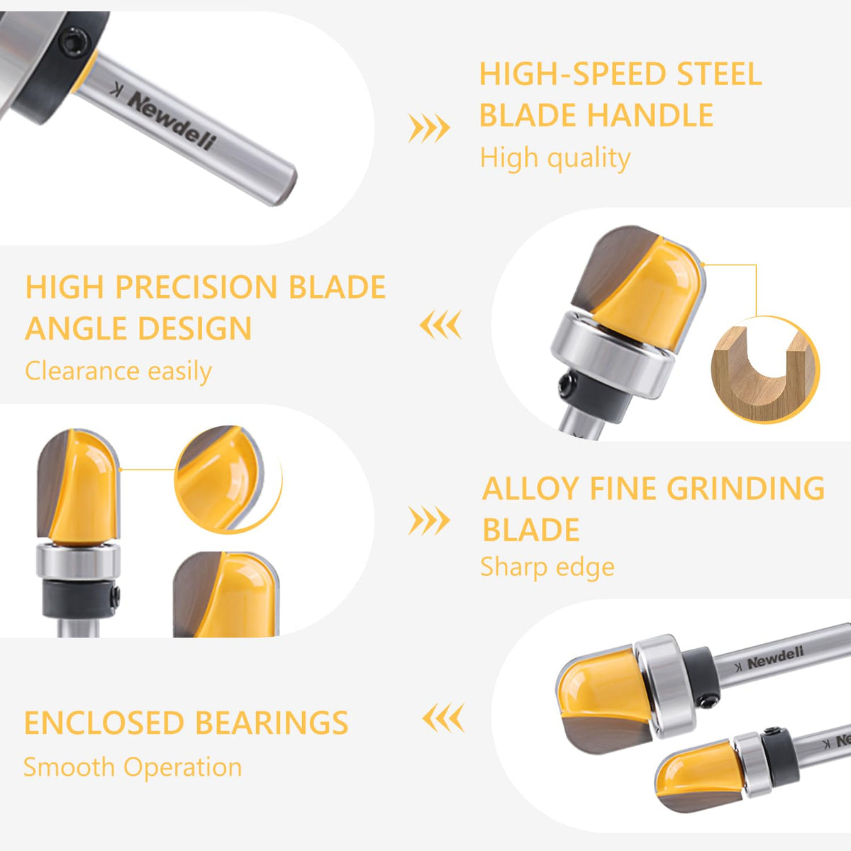 Newdeli 1-1/8 inch round nose bit for larger dish carving