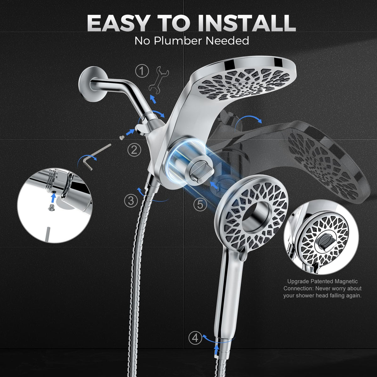 Newfinde anti-leak chrome finish helps keep connections tight longer.