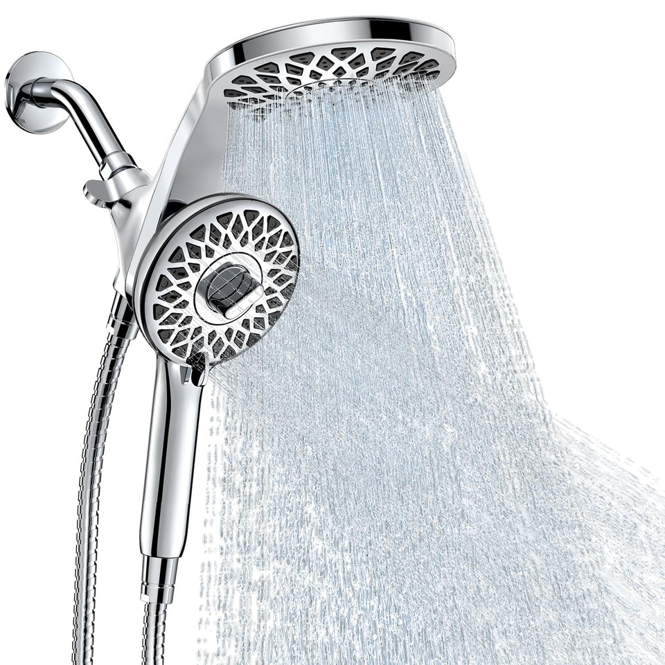 Newfinde dual shower head with magnetic dock for effortless docking.