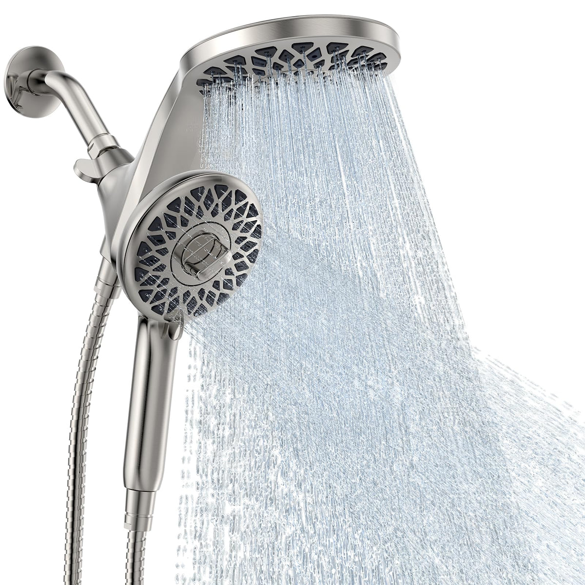 Newfinde dual shower head with magnetic docking system for secure one-handed use