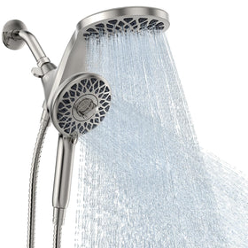 Newfinde dual shower head with magnetic docking system for secure one-handed use