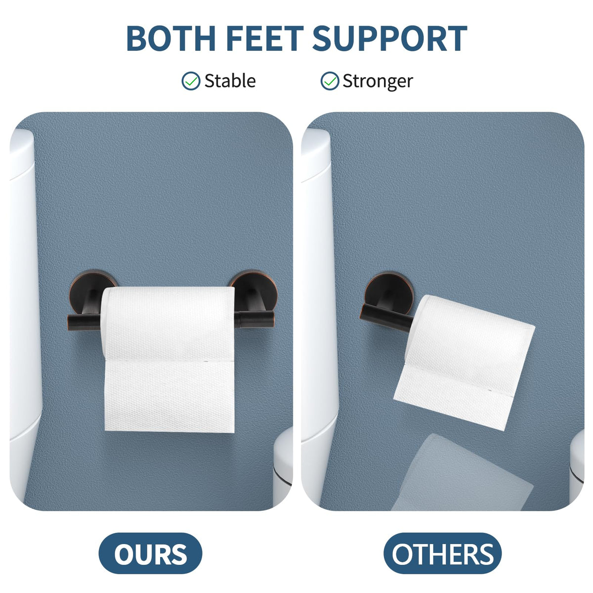 Newfun SUS304 stainless steel construction resists rust in humid bathrooms.