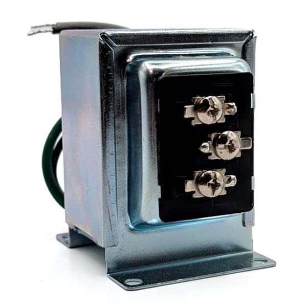 Newhouse 3040TR dual-volt transformer outside junction box powering video doorbells reliably