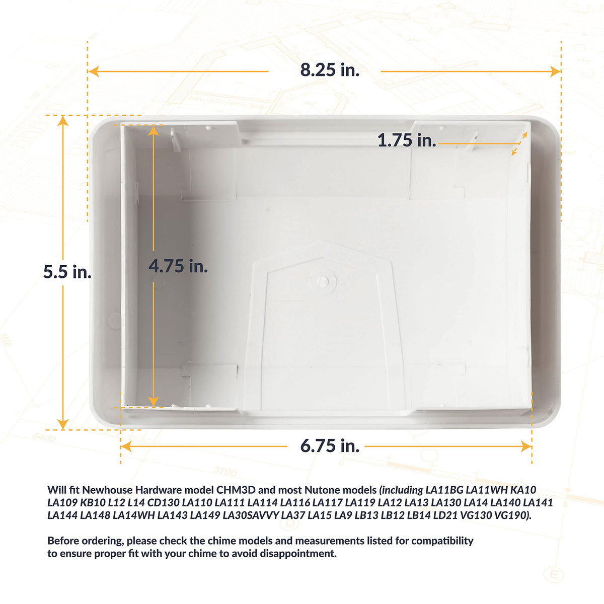 Newhouse Hardware CHM3D door chime cover side view showing slim profile
