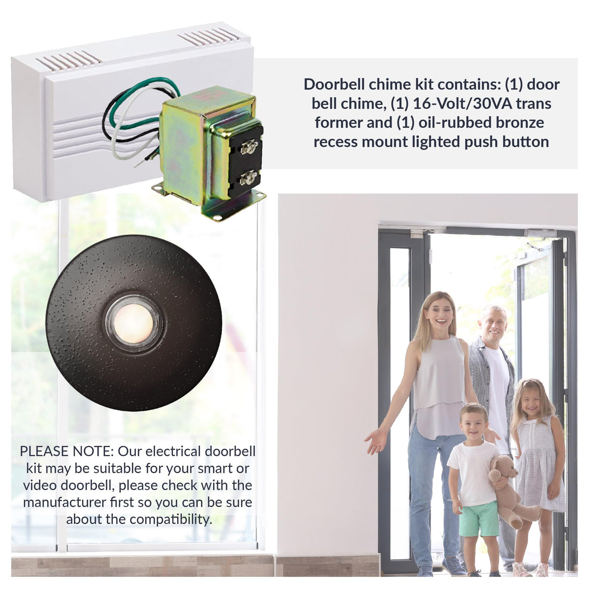 Newhouse Hardware CKIT6 bronze recessed button glows for easy night entry