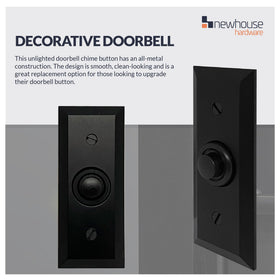 Newhouse Hardware doorbell button mounted on wood door for easy installation.