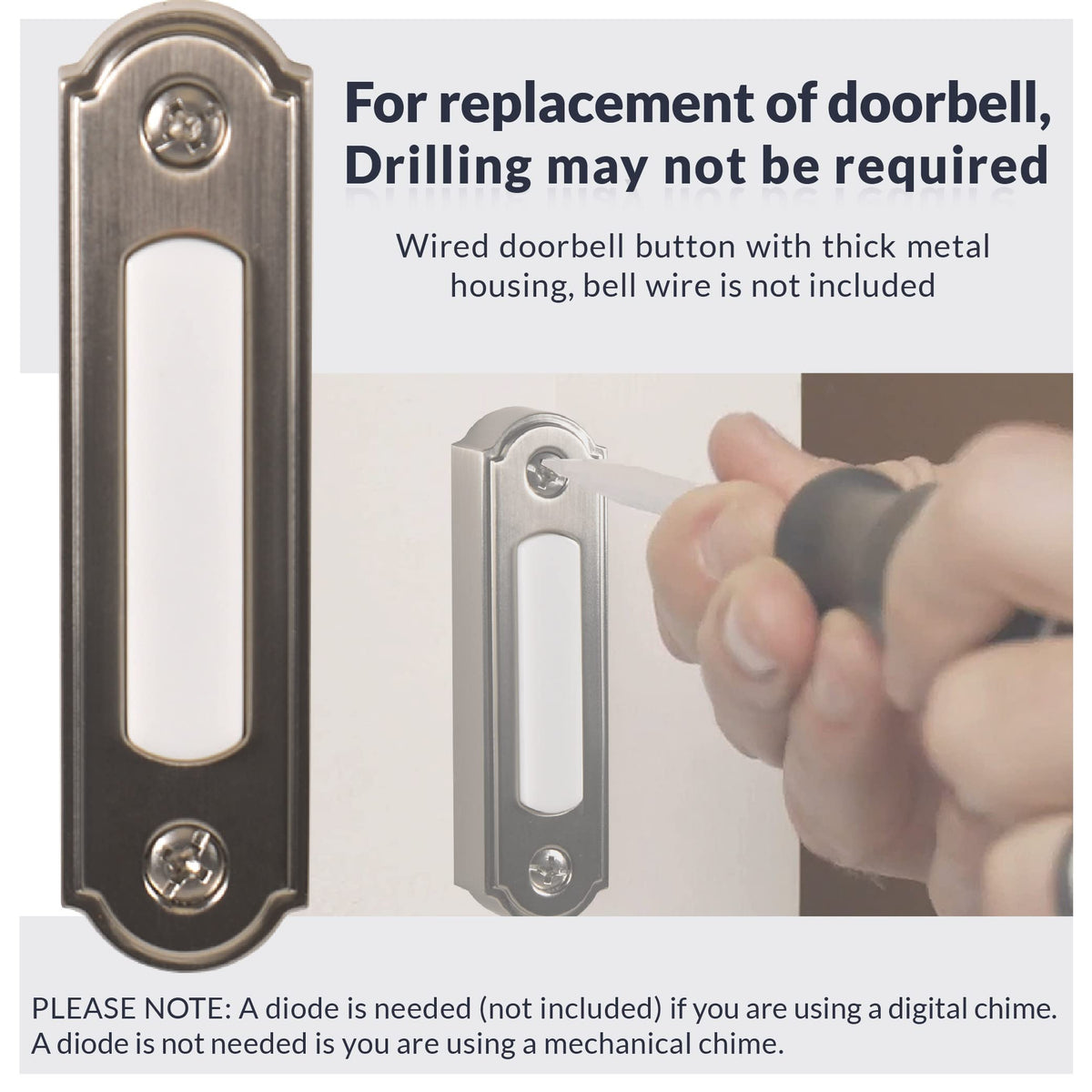 Newhouse LED door chime button diode note for digital chimes.