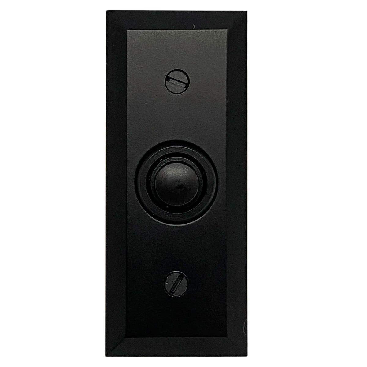 Newhouse Hardware rectangular recessed doorbell button in black, flush-mount design for elegant front entry.