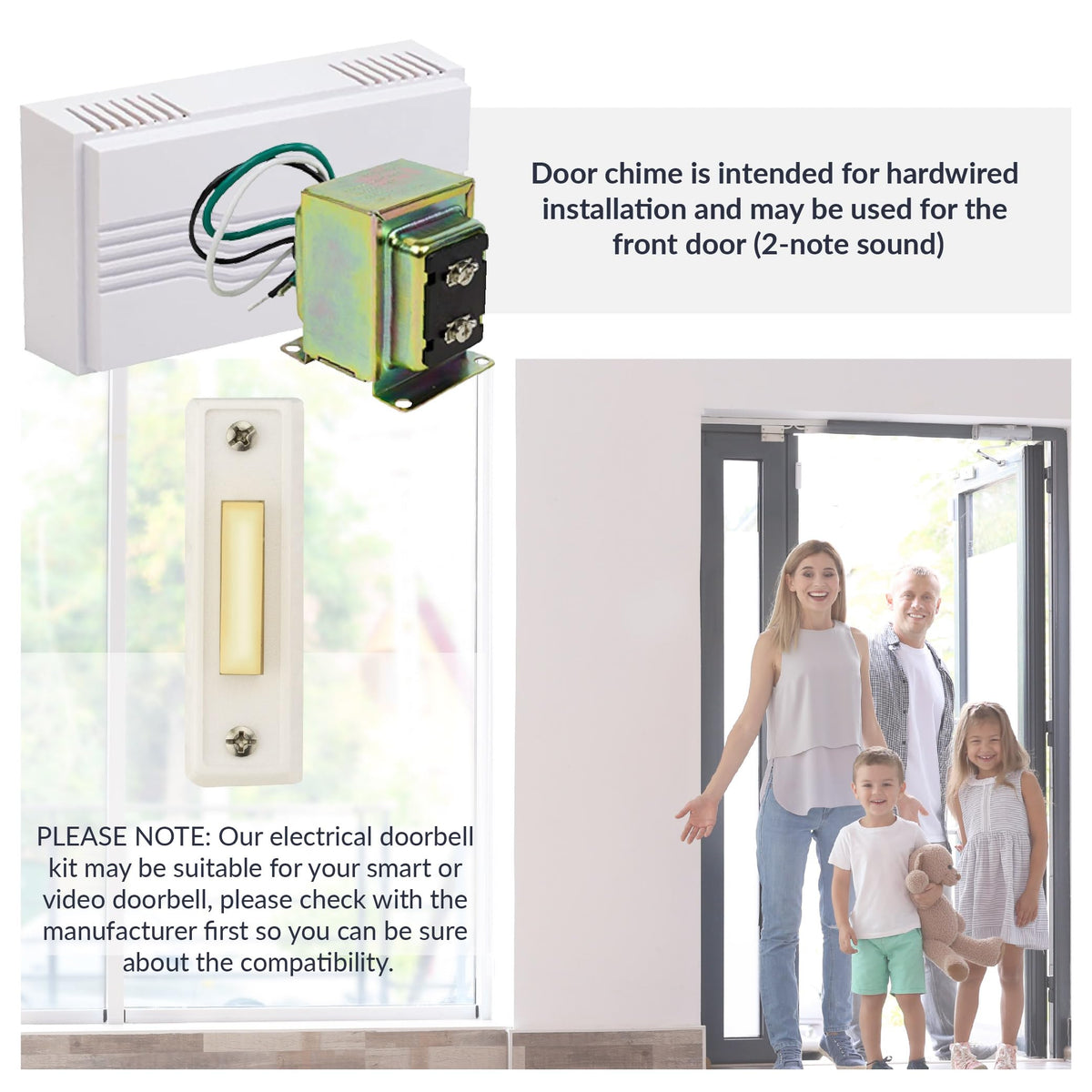 Newhouse Hardware 16V/30VA transformer powering the door chime