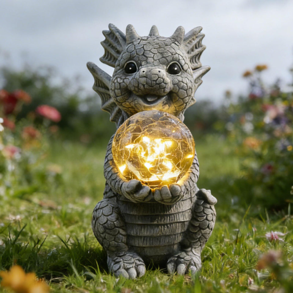 Newinhome dragon crackle ball light adds warm glow to outdoor spaces.