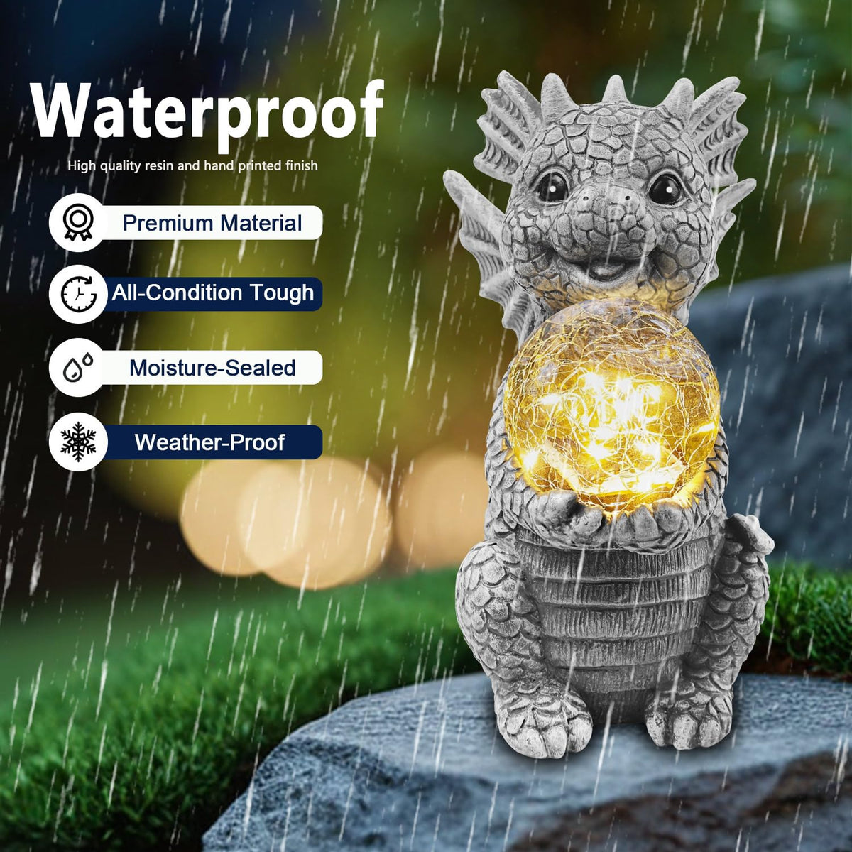 Newinhome dragon yard display enhances landscaping with gentle glow.