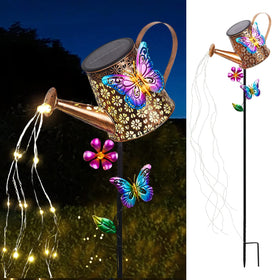 Newinhome warm white solar garden light provides subtle evening illumination.