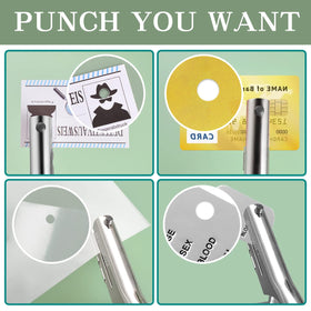 Newisdomake heavy-duty hole punch includes a convenient scrap collection slot.