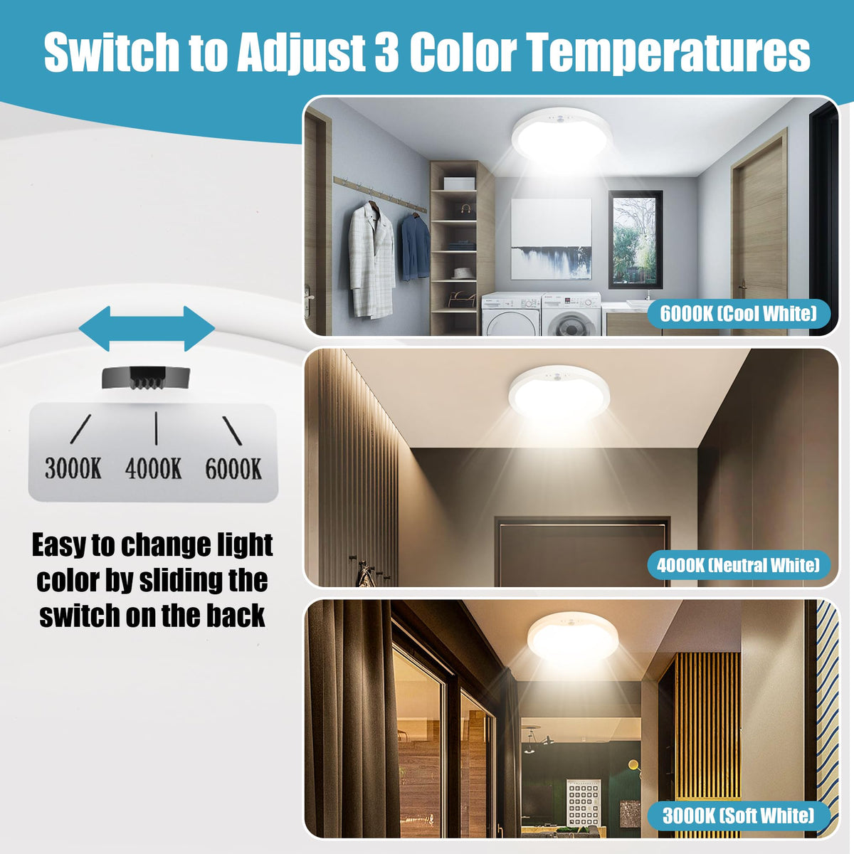 NEWKAZ motion sensor ceiling light side angle for flush mount design