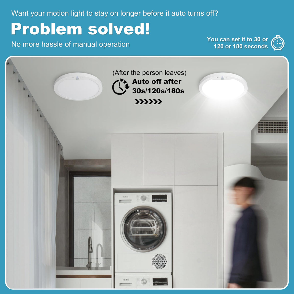 NEWKAZ motion sensor ceiling light auto mode in use for hands-free lighting