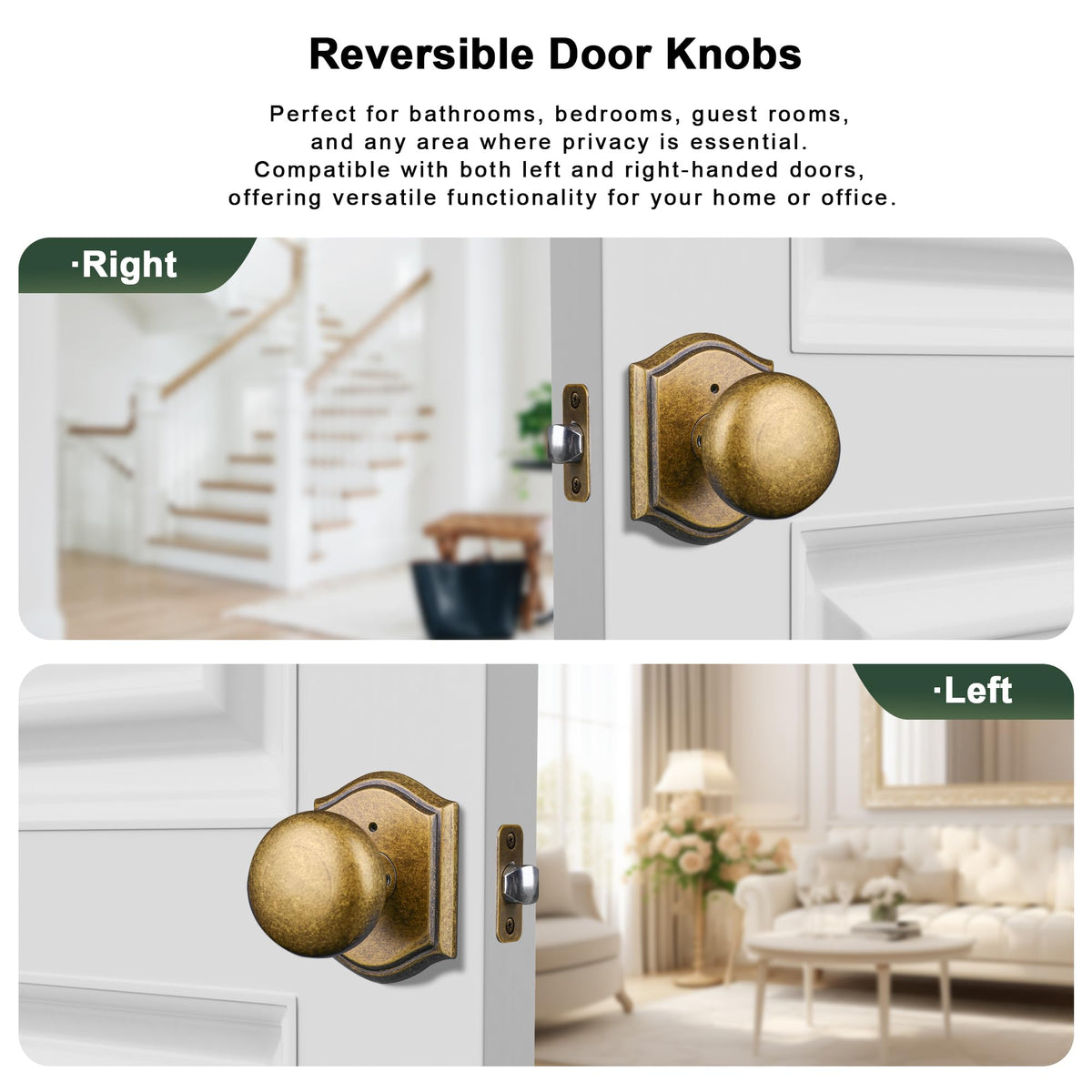 Newlaking antique-brass finish adds classic interior style.