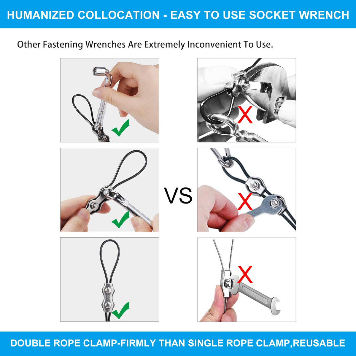 Newleray double rope clamps provide secure fixation for light strings.