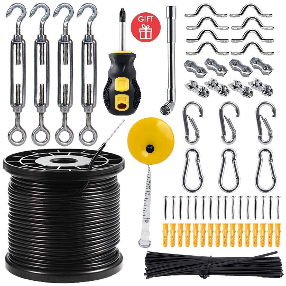 Newleray guide wire setup for outdoor string lights, tidy and secure.