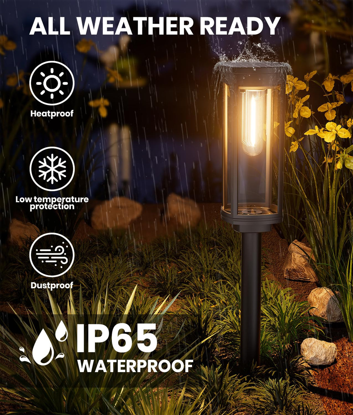NEWMESSI adjustable-height design lets you tailor line and height for pathway ambiance.
