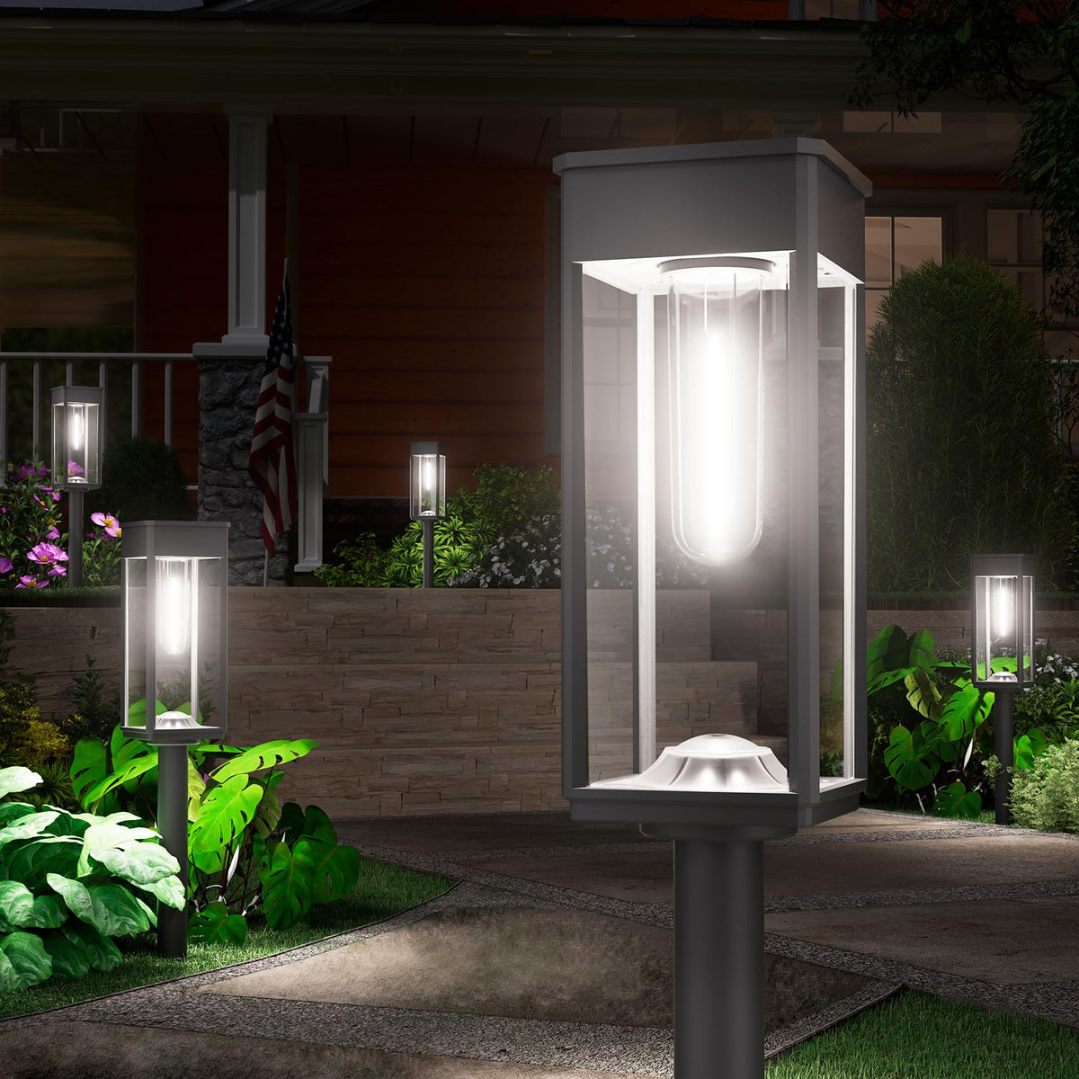 NewMESSI bright solar pathway light front view for clear walkway illumination