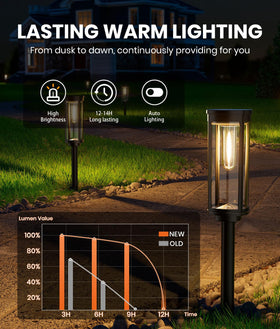 NEWMESSI warm ambient glow creates inviting exterior lighting near gardens and driveways.
