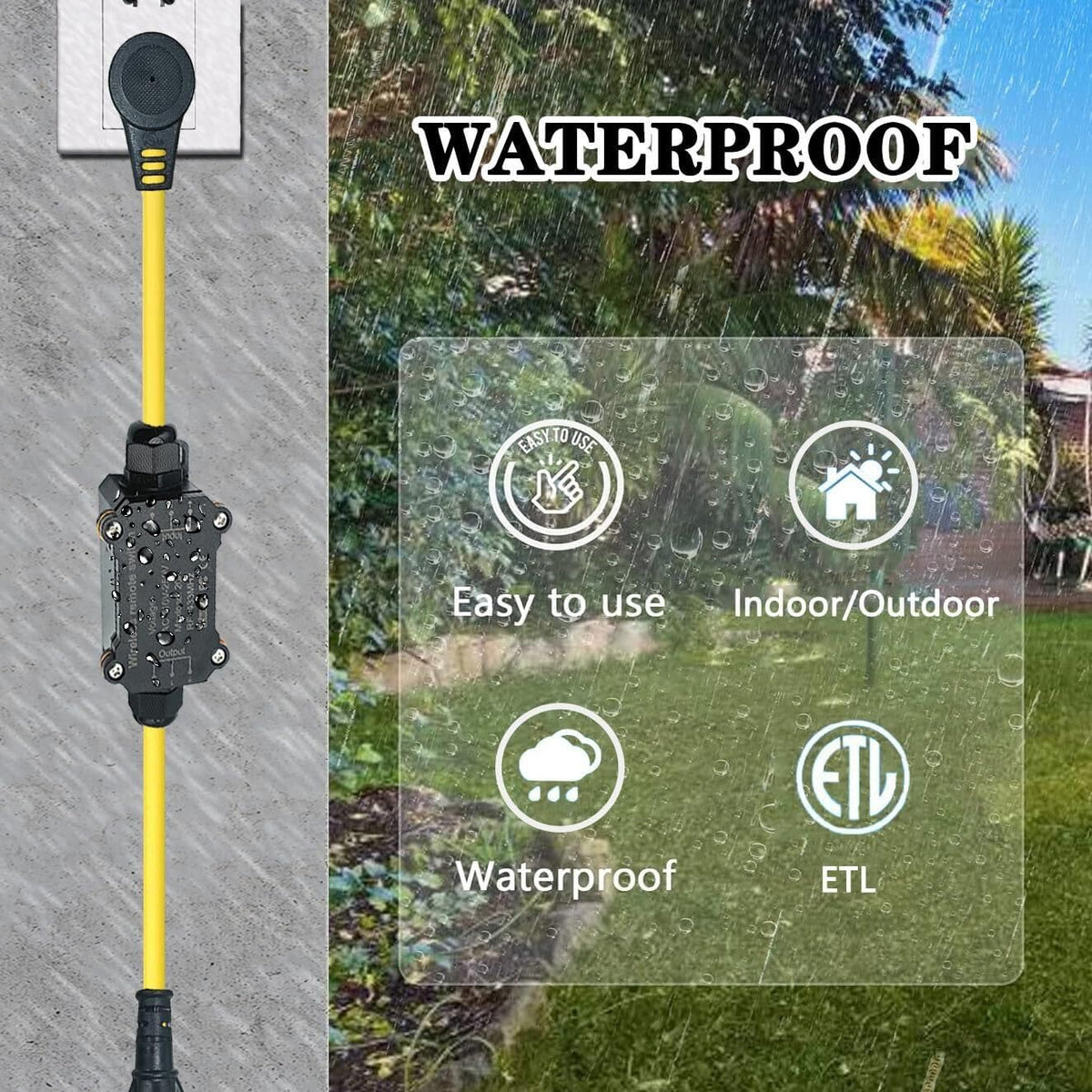 NEWNEWLIU IP67 waterproof design protects sockets in damp outdoor environments.
