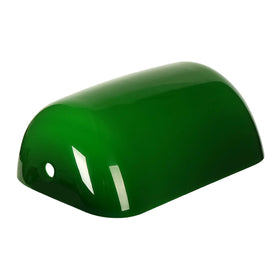Newrays green glass bankers lamp shade cover closeup with vibrant color and clarity