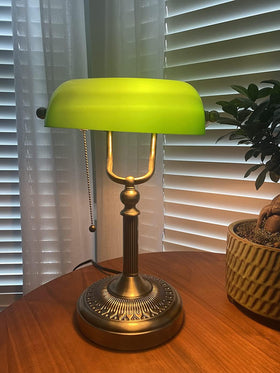 Newrays plug-in bankers lamp on a home office desk