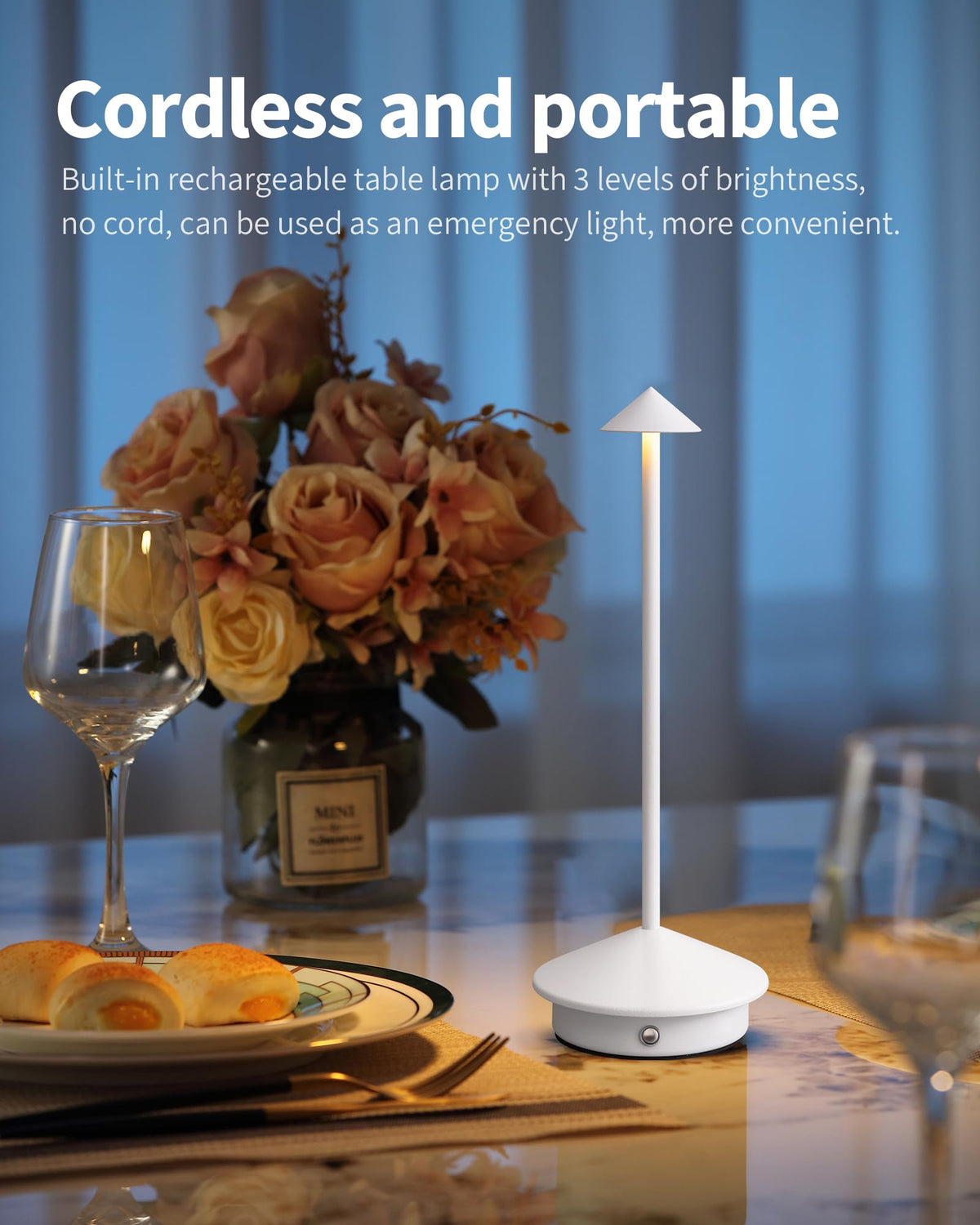 NEWSEE portable LED desk lamp with built-in battery for night use